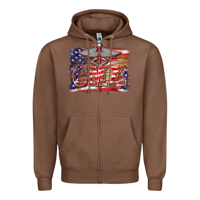 Patriotic Nurse Certified Medical Assistant Medilcal Symbol Background Zipper Hoodie by BarkalooDesign | Teevron