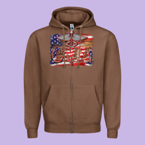 Patriotic Nurse Certified Medical Assistant Medilcal Symbol Background Zipper Hoodie Designed By Barkaloodesign
