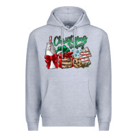 Heather Grey Christmas Vibes Premium Hoodie - CowhideDigitalArt