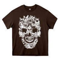 Chocolate Brown Matching Family French Bulldog Dog Skull Costume Halloween Heavy Core Tee - maiPhamDesign