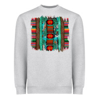 Heather Grey serape aztec leopard and turquoise glitter with gemstone brushstroke Heavyweight Sweatshirt - Artiststas