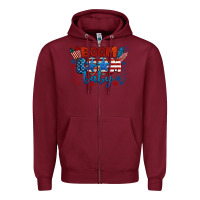 Burgundy boom boom baby 4th of july Zipper Hoodie - BarkalooDesign