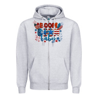 Heather Grey boom boom baby 4th of july Zipper Hoodie - BarkalooDesign