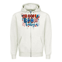 Oatmeal Heather boom boom baby 4th of july Zipper Hoodie - BarkalooDesign