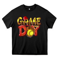 Black Game Day Softball Heavy Core Tee - NancyCooperArtShop