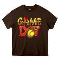 Chocolate Brown Game Day Softball Heavy Core Tee - NancyCooperArtShop