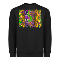 Black mardi gras sunflower fleur de lis leopard cowhide brushstrokes Heavyweight Sweatshirt - Artiststas