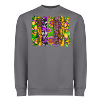 Mardi Gras Sunflower Fleur De Lis Leopard Cowhide Brushstrokes Heavyweight Sweatshirt | Teevron