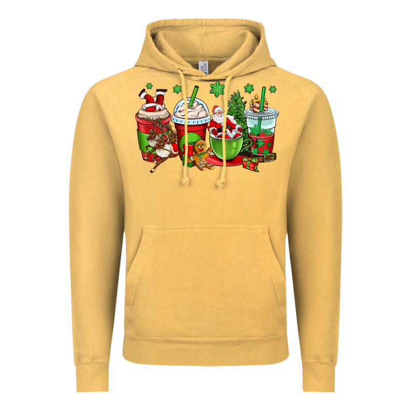 Christmas Santa Claus Coffee Cups Vintage Hoodie by OliviaCreatesArt | Teevron