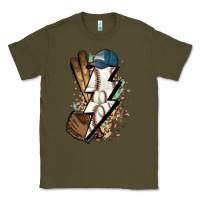Army Green Lightning bolt Baseball Classic Tee - HowdyJamesFarm