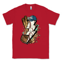 Red Lightning bolt Baseball Classic Tee - HowdyJamesFarm