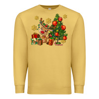 Antique Gold reindeer and christmas tree Premium Sweatshirt - AdoDesignShop
