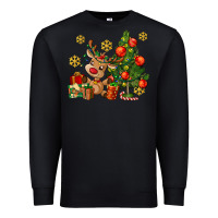 Black reindeer and christmas tree Premium Sweatshirt - AdoDesignShop