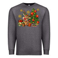 Charcoal Heather reindeer and christmas tree Premium Sweatshirt - AdoDesignShop