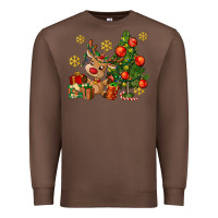 Chestnut reindeer and christmas tree Premium Sweatshirt - AdoDesignShop