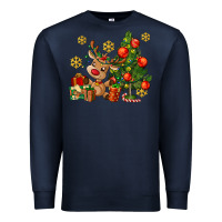 Navy reindeer and christmas tree Premium Sweatshirt - AdoDesignShop