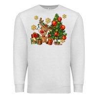 Oatmeal Heather reindeer and christmas tree Premium Sweatshirt - AdoDesignShop