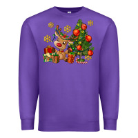 Purple reindeer and christmas tree Premium Sweatshirt - AdoDesignShop