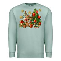 Seafoam reindeer and christmas tree Premium Sweatshirt - AdoDesignShop