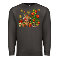 Smoke reindeer and christmas tree Premium Sweatshirt - AdoDesignShop