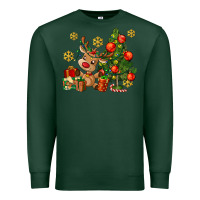 Sports Green reindeer and christmas tree Premium Sweatshirt - AdoDesignShop