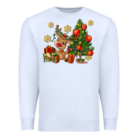 White reindeer and christmas tree Premium Sweatshirt - AdoDesignShop