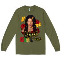 Army Green black girl magic Long Sleeve Tee - FaDigitalArtStudio