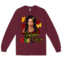 Burgundy black girl magic Long Sleeve Tee - FaDigitalArtStudio