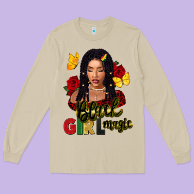 Black Girl Magic Long Sleeve Tee Designed By Fadigitalartstudio
