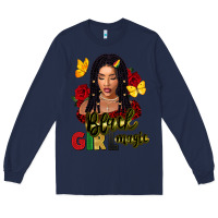 Navy black girl magic Long Sleeve Tee - FaDigitalArtStudio