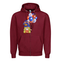 Burgundy patriotic gnome balloon Zipper Hoodie - BarkalooDesign