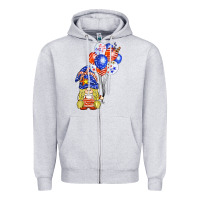Heather Grey patriotic gnome balloon Zipper Hoodie - BarkalooDesign