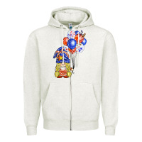 Oatmeal Heather patriotic gnome balloon Zipper Hoodie - BarkalooDesign