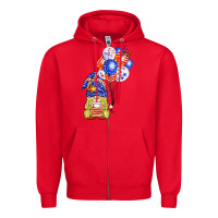 Red patriotic gnome balloon Zipper Hoodie - BarkalooDesign