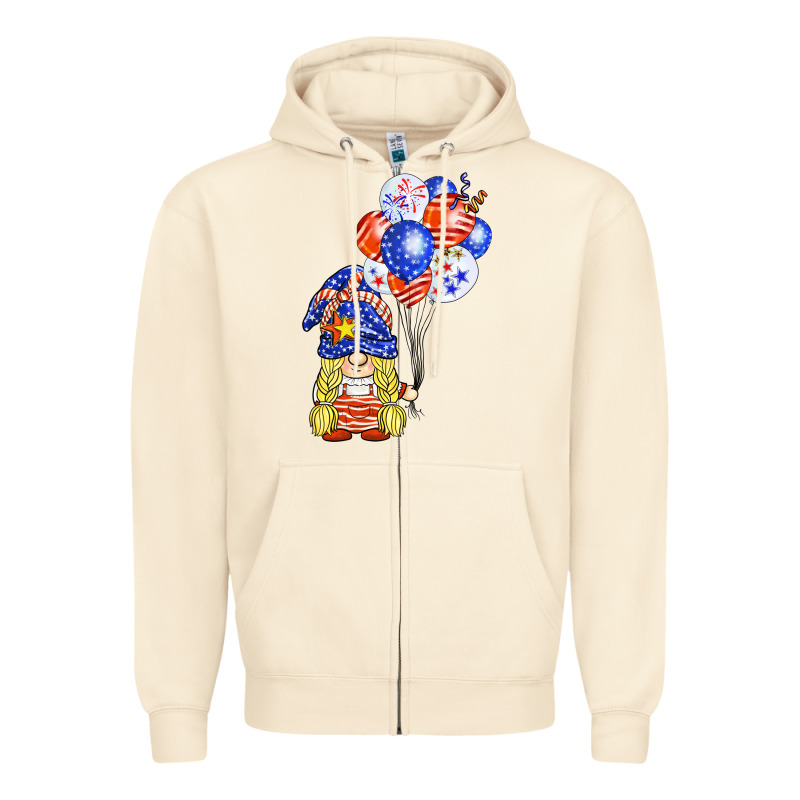 Patriotic Gnome Balloon Zipper Hoodie by BarkalooDesign | Teevron