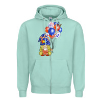 Seafoam patriotic gnome balloon Zipper Hoodie - BarkalooDesign