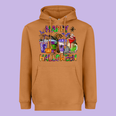 Happy Halloween Coffee Cups Heavyweight Hoodie Designed By Adodesignshop
