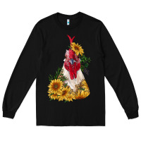 Black sunflower rooster with leopard Long Sleeve Tee - RanaPortraitStore