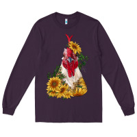 Plum sunflower rooster with leopard Long Sleeve Tee - RanaPortraitStore