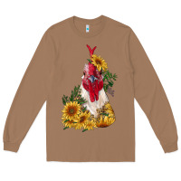 Toasted Coconut sunflower rooster with leopard Long Sleeve Tee - RanaPortraitStore