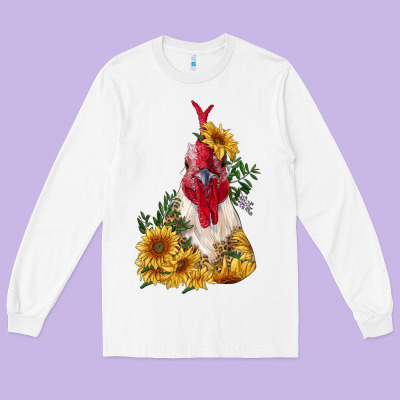 Sunflower Rooster With Leopard Long Sleeve Tee Designed By Ranaportraitstore