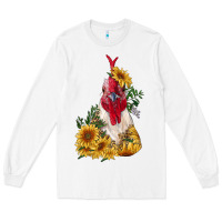 White sunflower rooster with leopard Long Sleeve Tee - RanaPortraitStore