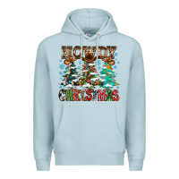 Blue Mist Howdy Christmas Premium Hoodie - CowhideDigitalArt