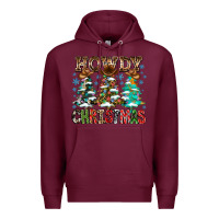 Burgundy Howdy Christmas Premium Hoodie - CowhideDigitalArt