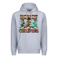 Heather Grey Howdy Christmas Premium Hoodie - CowhideDigitalArt