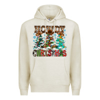Oatmeal Heather Howdy Christmas Premium Hoodie - CowhideDigitalArt