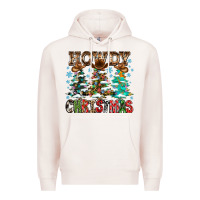 Pale Pink Howdy Christmas Premium Hoodie - CowhideDigitalArt