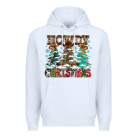 White Howdy Christmas Premium Hoodie - CowhideDigitalArt