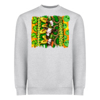 Heather Grey st patricks cow and coin wıth clovers and leopard brushstrokes Heavyweight Sweatshirt - Artiststas