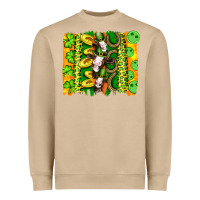 Mushroom st patricks cow and coin wıth clovers and leopard brushstrokes Heavyweight Sweatshirt - Artiststas